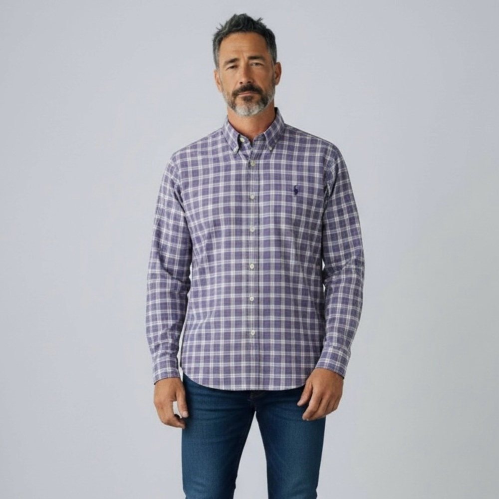 Ralph Lauren Classic Fit Plaid Cotton Long Sleeve Button Down Shirt